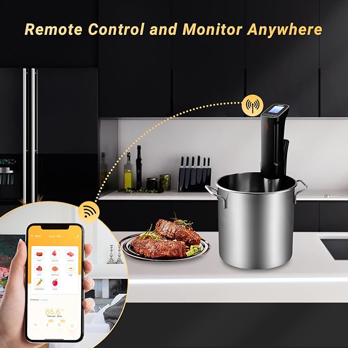 INKBIRD WIFI Sous Vide Cooker ISV-100W, 1000 Watts Sous Vide Machine Immersion Circulator with 14 Preset Recipes on APP & Calibration Function, Thermal Immersion, Fast-Heating with Timer